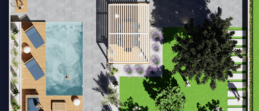 Aménagement extérieur autour d&#8217;une piscine à Roquebrune-Cap-Martin