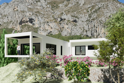 Projet de villa bioclimatique moderne en toit terrasse sur simple rez-de-chaussée sur terrain en pente à Sospel (Alpes Maritimes 06)