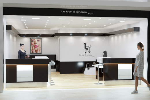 Mission de maîtrise d&#8217;oeuvre conception et suivi de travaux pour l&#8217;aménagement d&#8217;une cellule commerciale Bar à ongles&#8230; by V au CC AUCHAN à la Trinité (06)